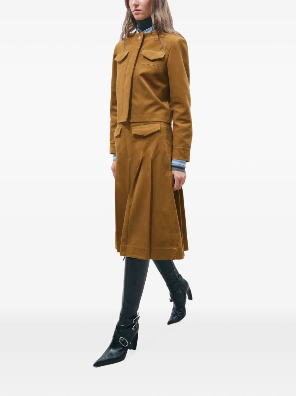 Tory Burch Ribfluwelen jack Bruin