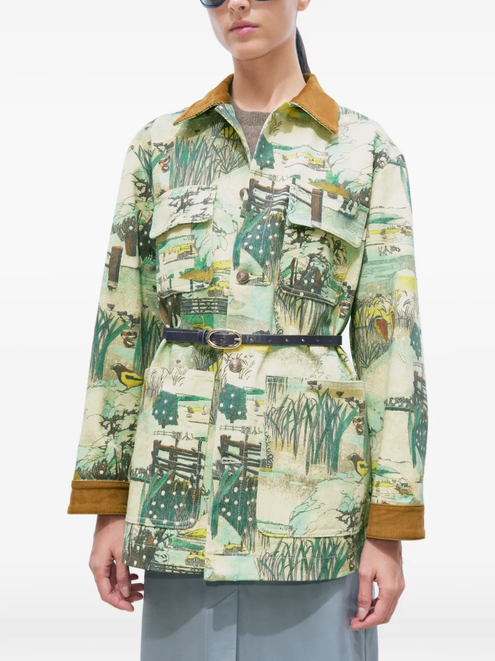 Tory Burch Denim jack met print Beige