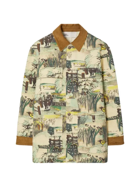 Tory Burch printed denim barn jacket