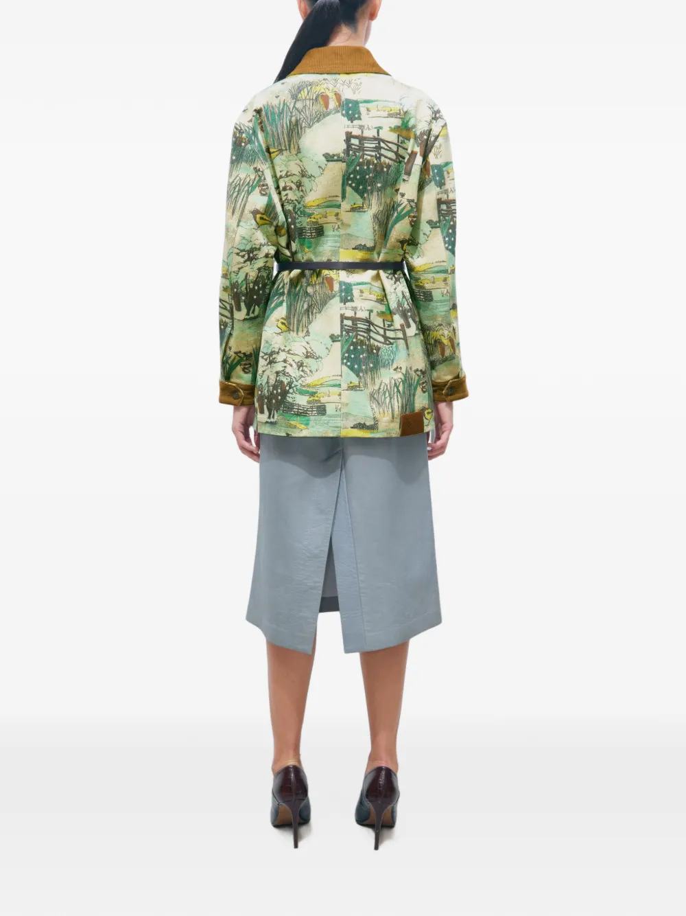 Tory Burch Denim jack met print Beige