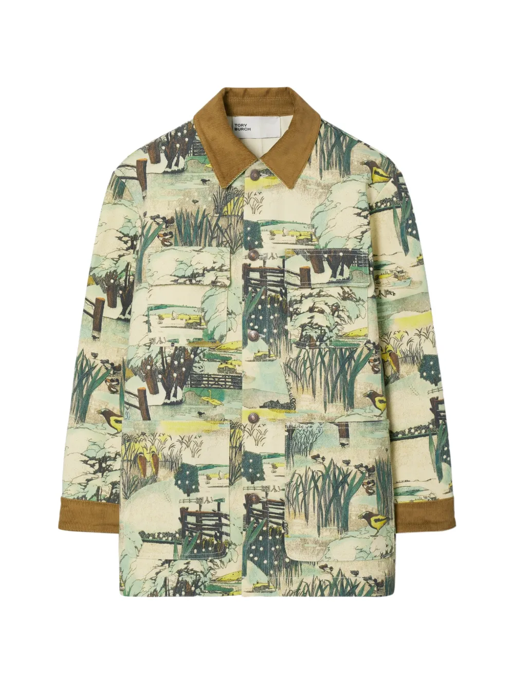 Tory Burch printed denim barn jacket