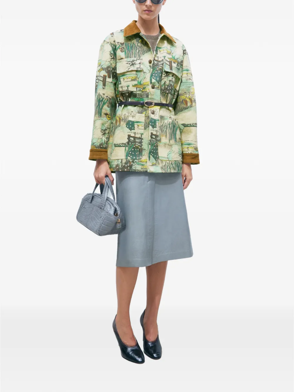 Tory Burch Denim jack met print Beige