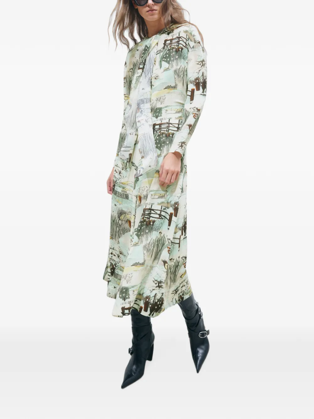Tory Burch Viscose jurk met print Beige