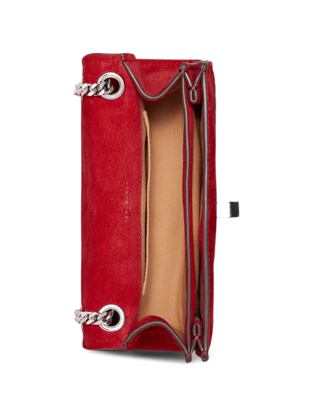 Tory Burch mini Kira turnlock suede shoulder bag Rood