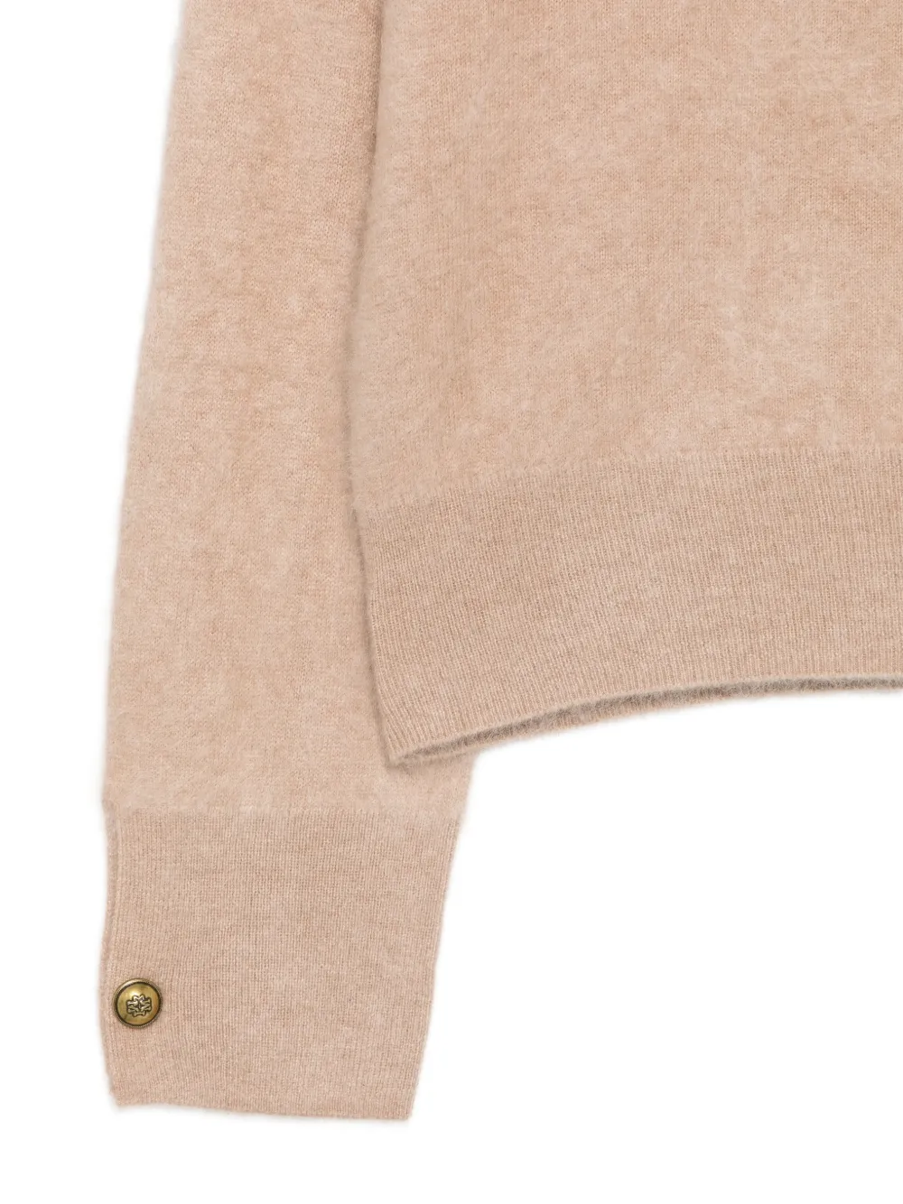 Majestic Filatures Trui met ronde hals en knoopmanchetten Beige