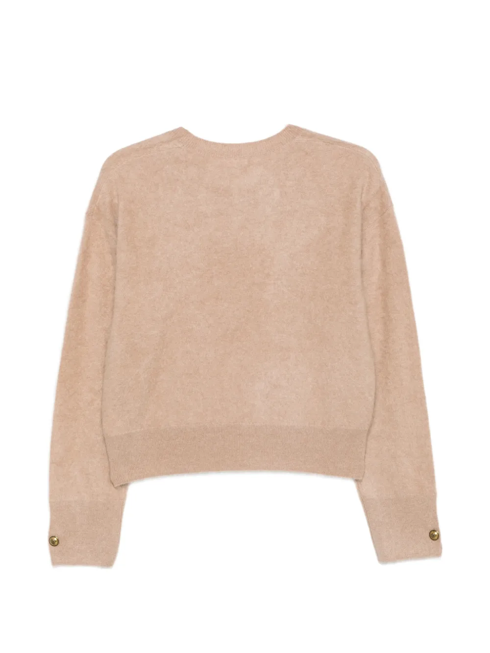Majestic Filatures Trui met ronde hals en knoopmanchetten Beige