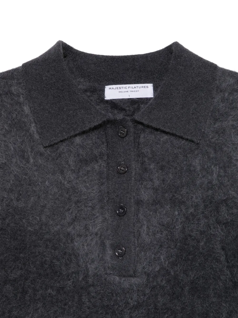 Majestic Filatures Gebreid poloshirt met korte mouwen en geborsteld effect Grijs