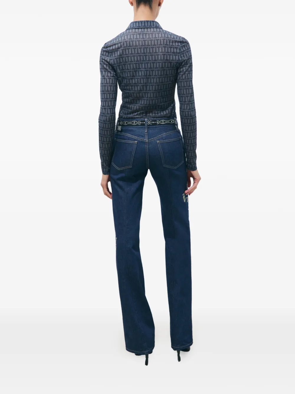 Tory Burch Verfraaide bootcut jeans Blauw