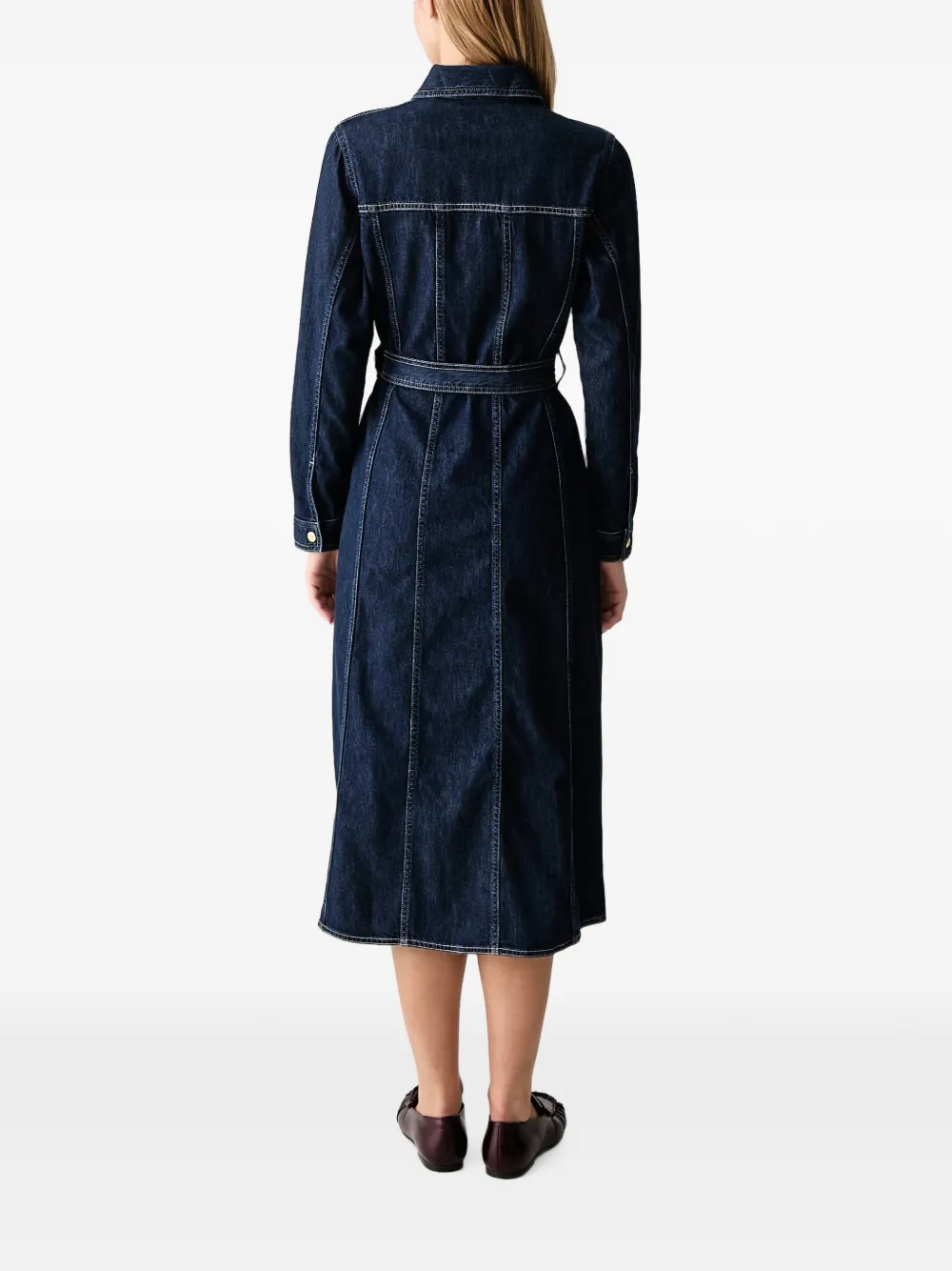 Gant Button-down midi-jurk met ceintuur Blauw