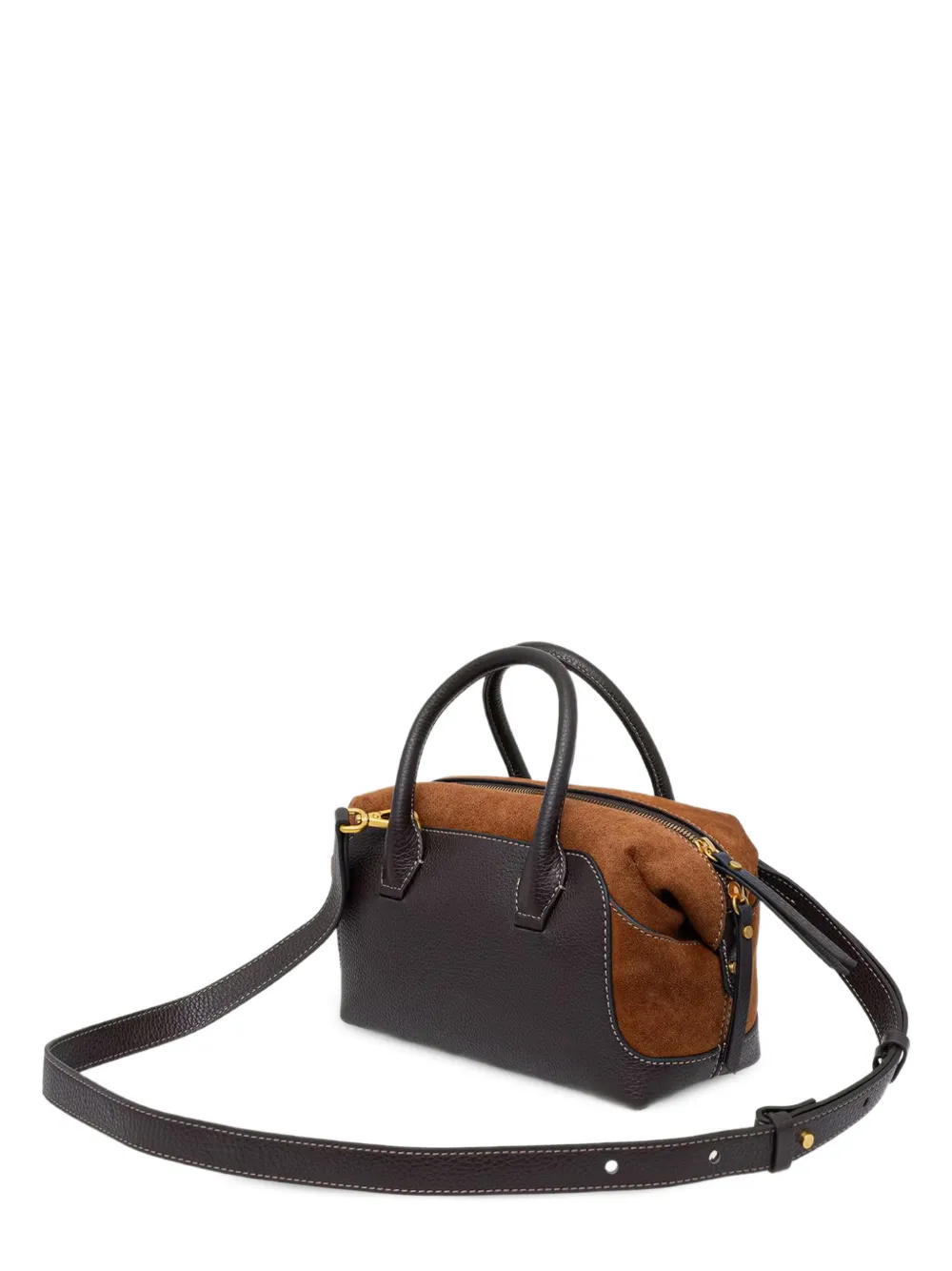GIANNI CHIARINI Gemma leren shopper met textuur en suède vlakken Bruin