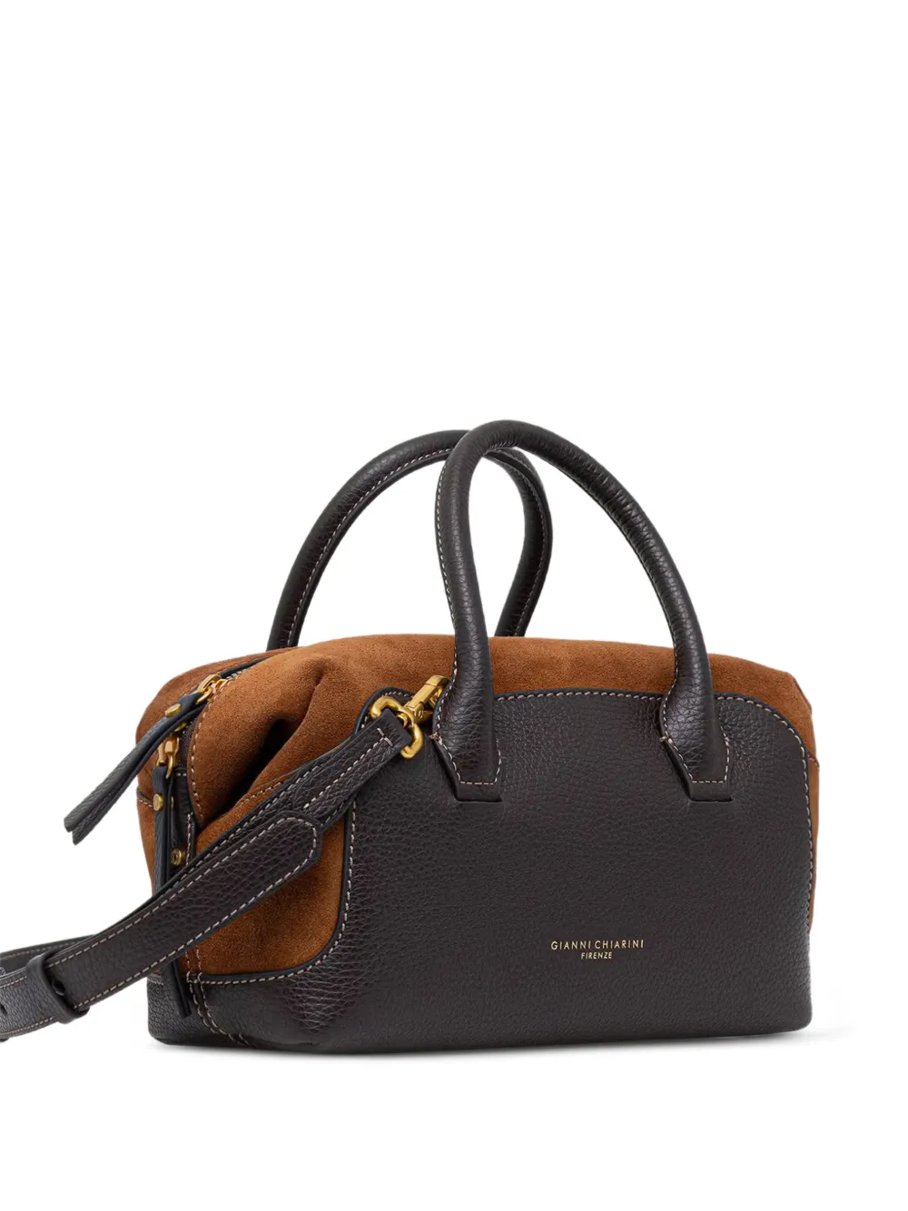 GIANNI CHIARINI Gemma leren shopper met textuur en suède vlakken Bruin