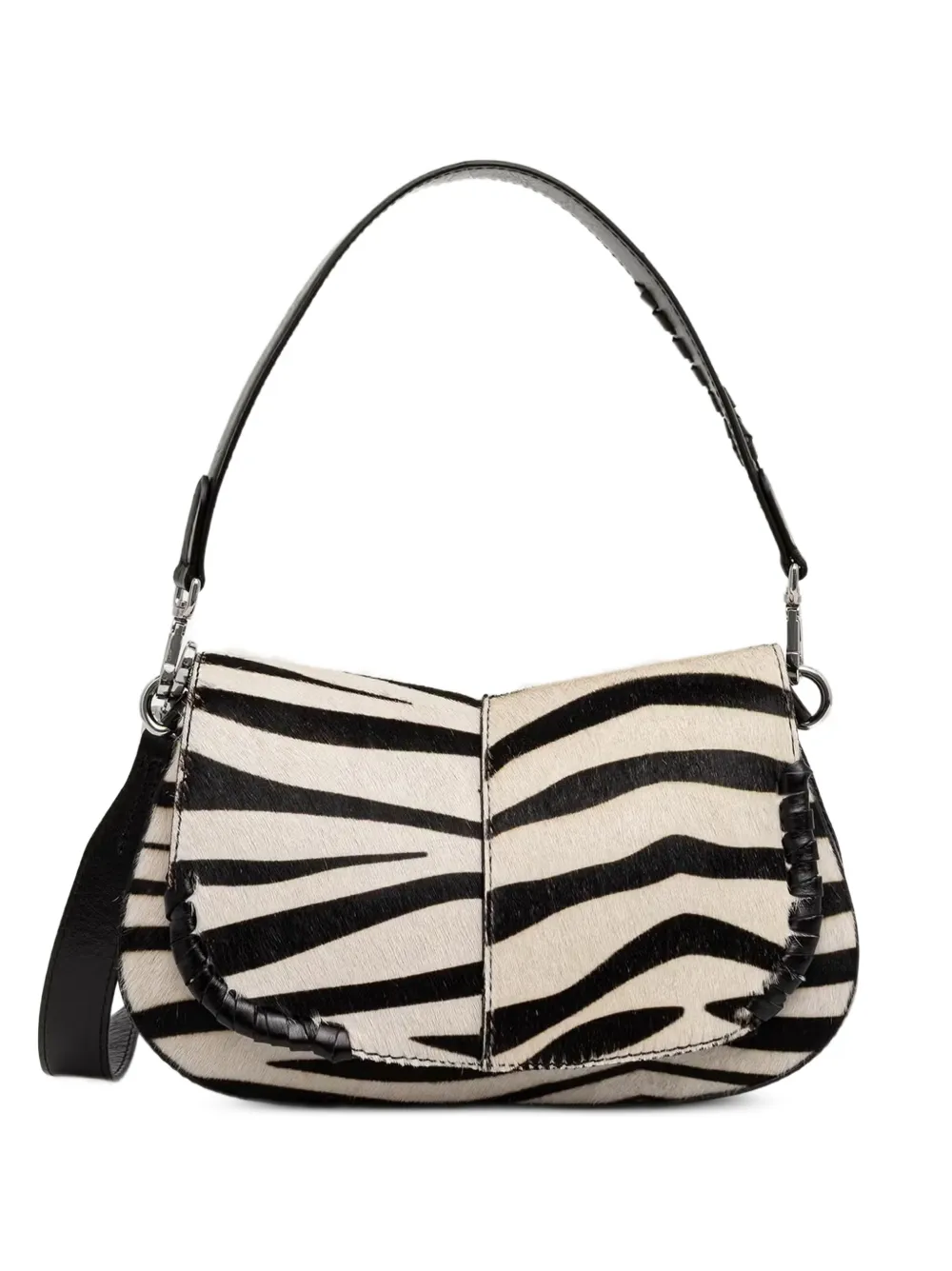 GIANNI CHIARINI Helena zebra-print whipstitch shoulder bag - Toni neutri