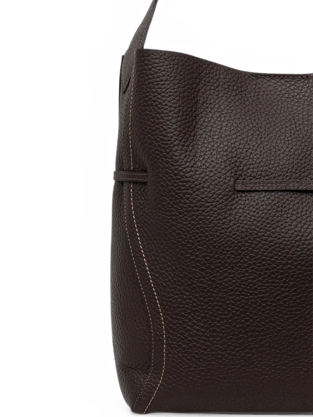 GIANNI CHIARINI Sienna leren schoudertas met textuur en trekkoord Bruin