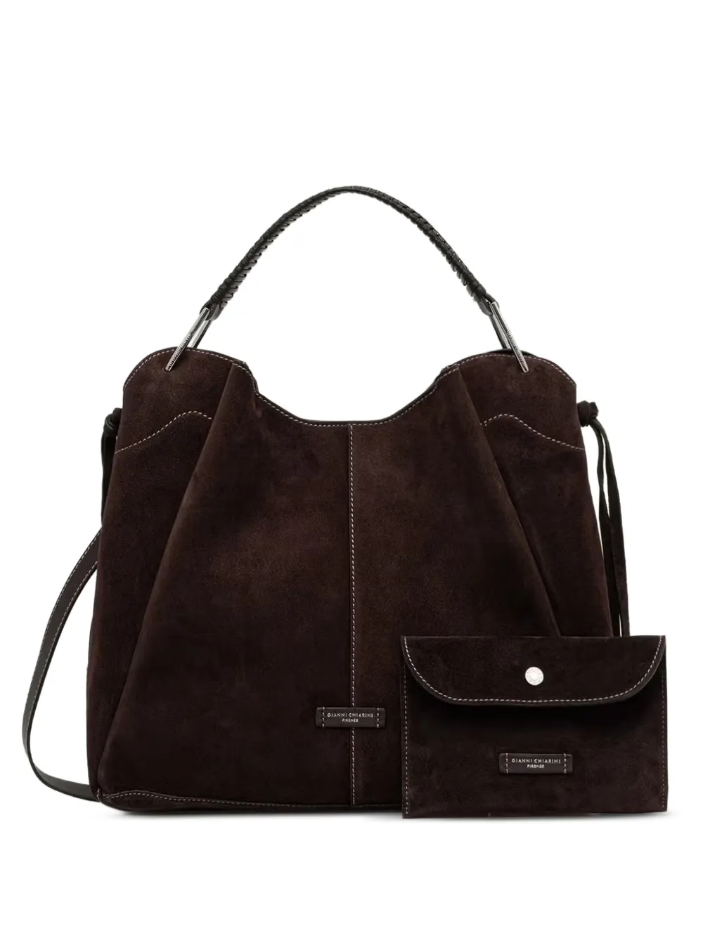GIANNI CHIARINI Era braided-handle suede shoulder bag