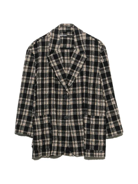BIMBA Y LOLA blazer droit en laine à carreaux noir