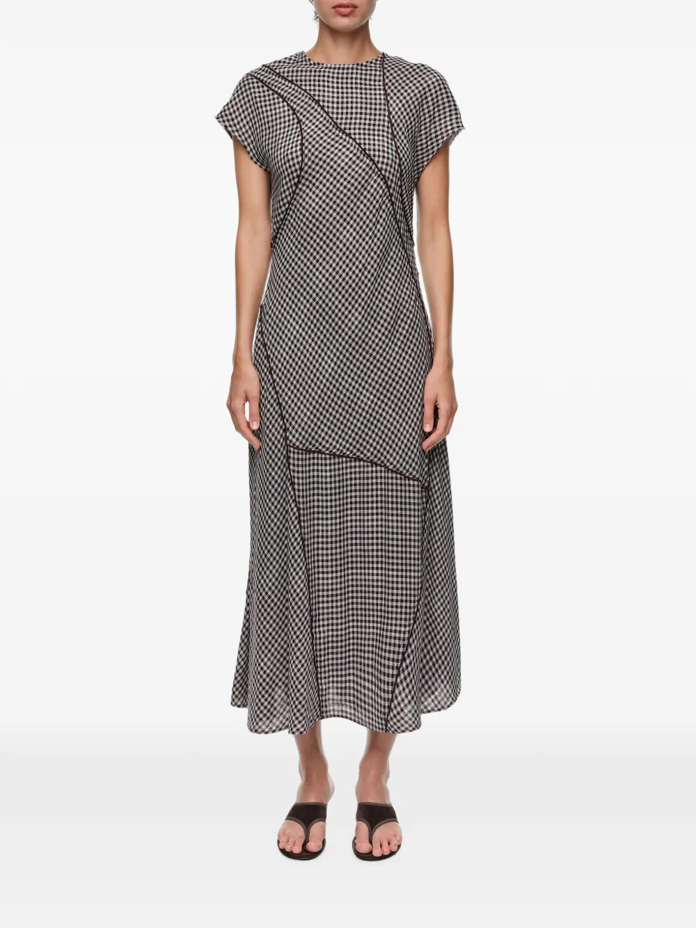 BIMBA Y LOLA Patchworkjurk met ruitpatroon en rafeldetails Zwart