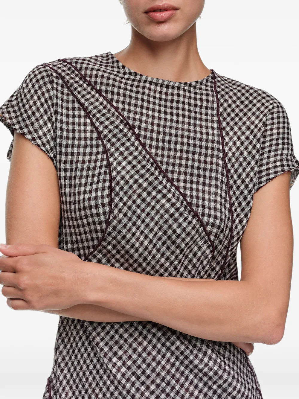 BIMBA Y LOLA Patchworkjurk met ruitpatroon en rafeldetails Zwart