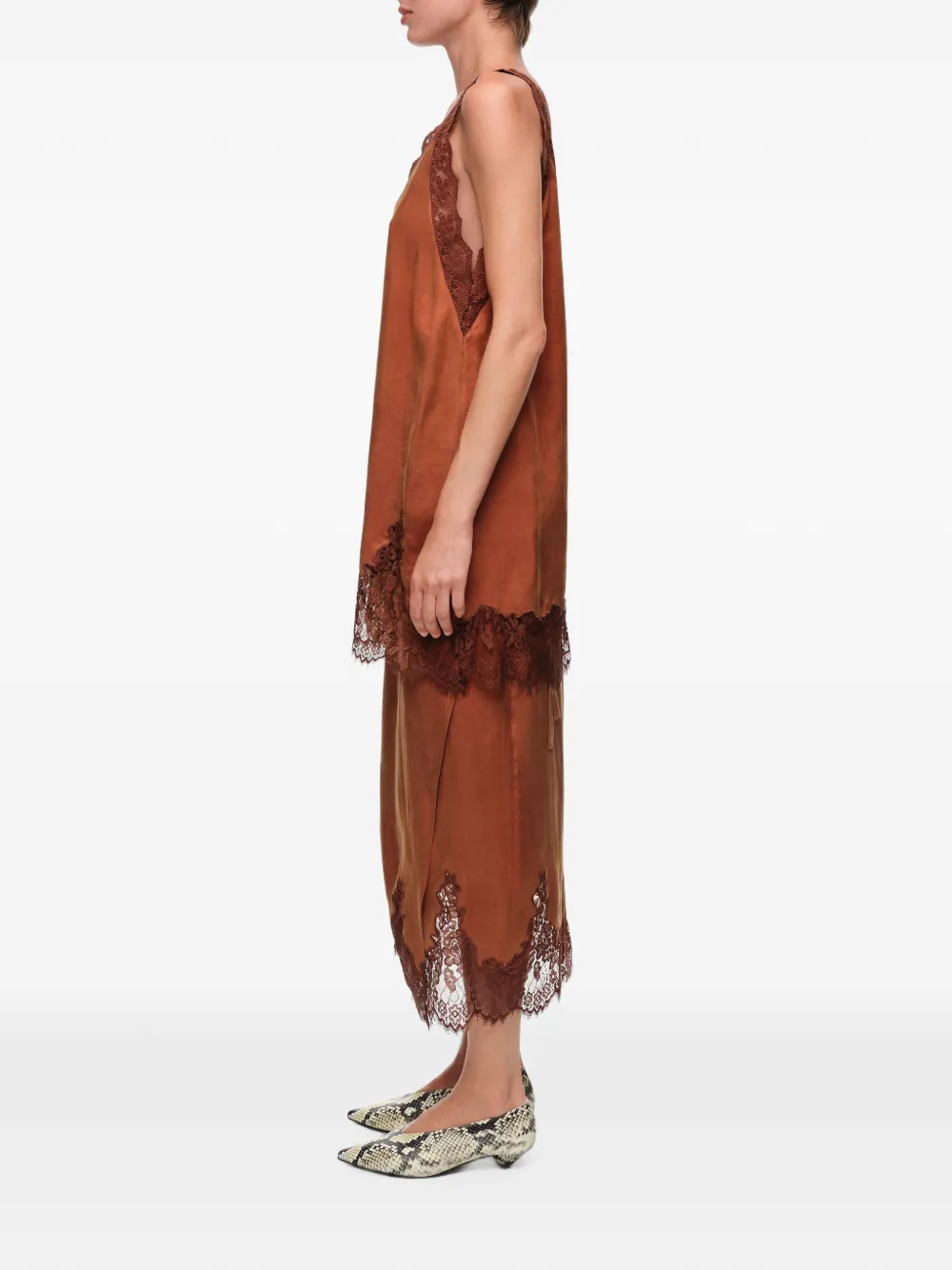 BIMBA Y LOLA Wikkelrok met kanten details Bruin