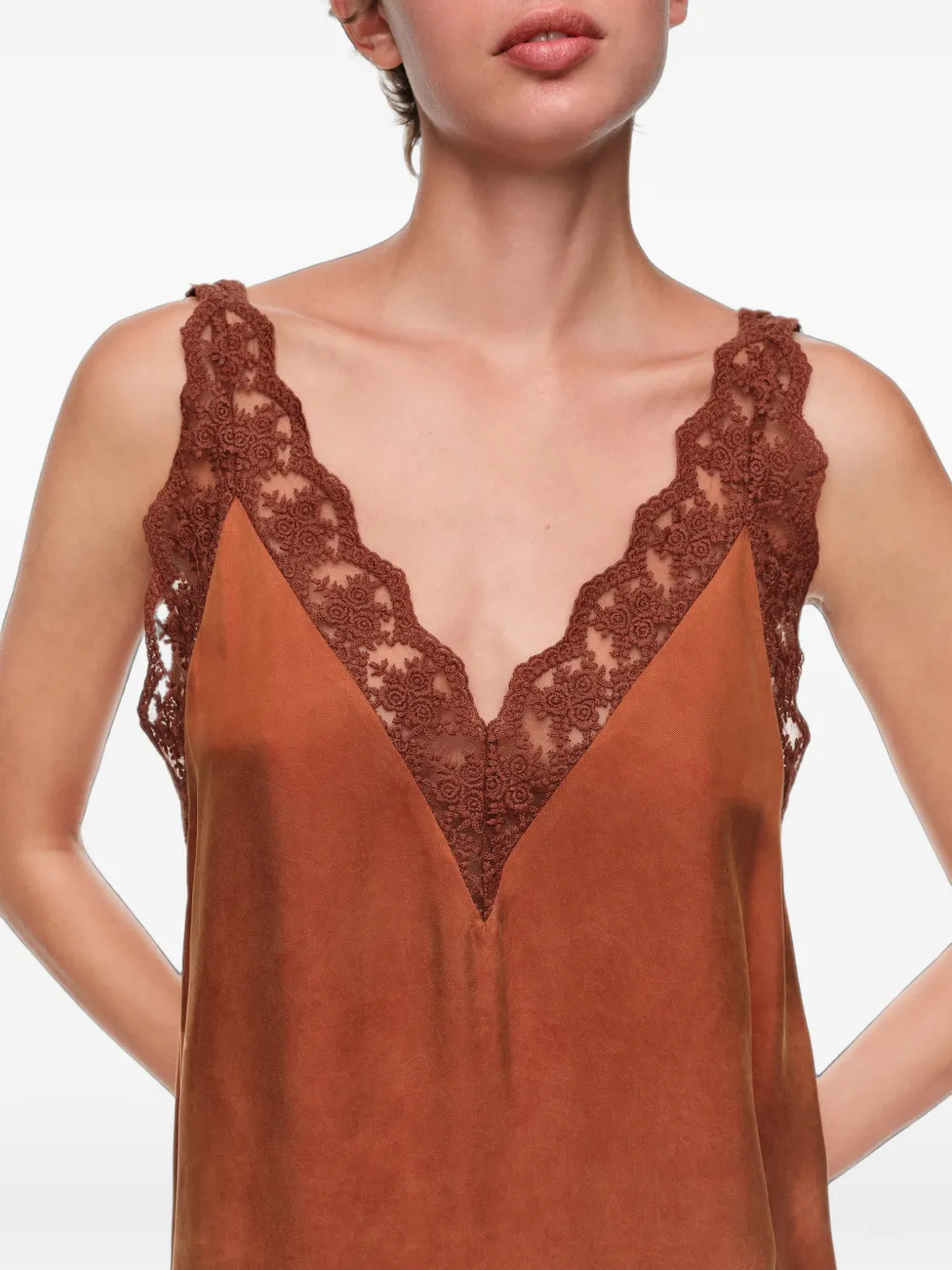 BIMBA Y LOLA Wikkelrok met kanten details Bruin