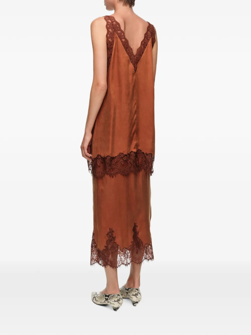 BIMBA Y LOLA Wikkelrok met kanten details Bruin