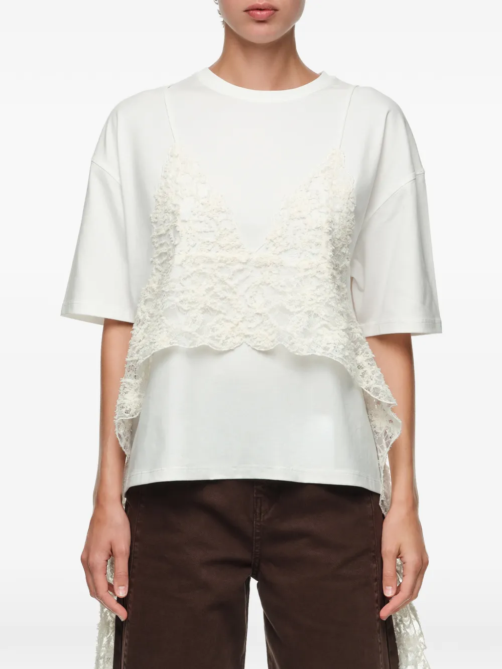 BIMBA Y LOLA T-shirt met kanten laag Wit