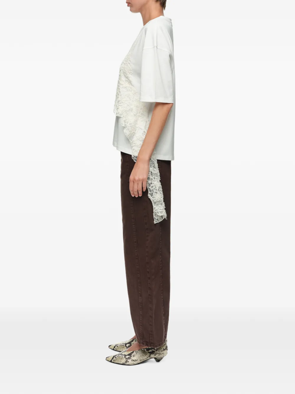 BIMBA Y LOLA T-shirt met kanten laag Wit