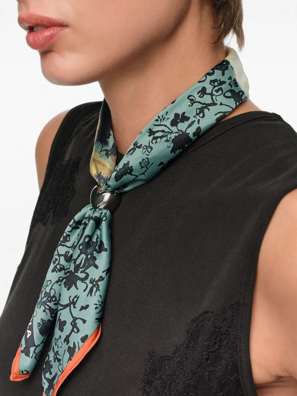 BIMBA Y LOLA Sjaalbedel met aquarelzwaan Blauw