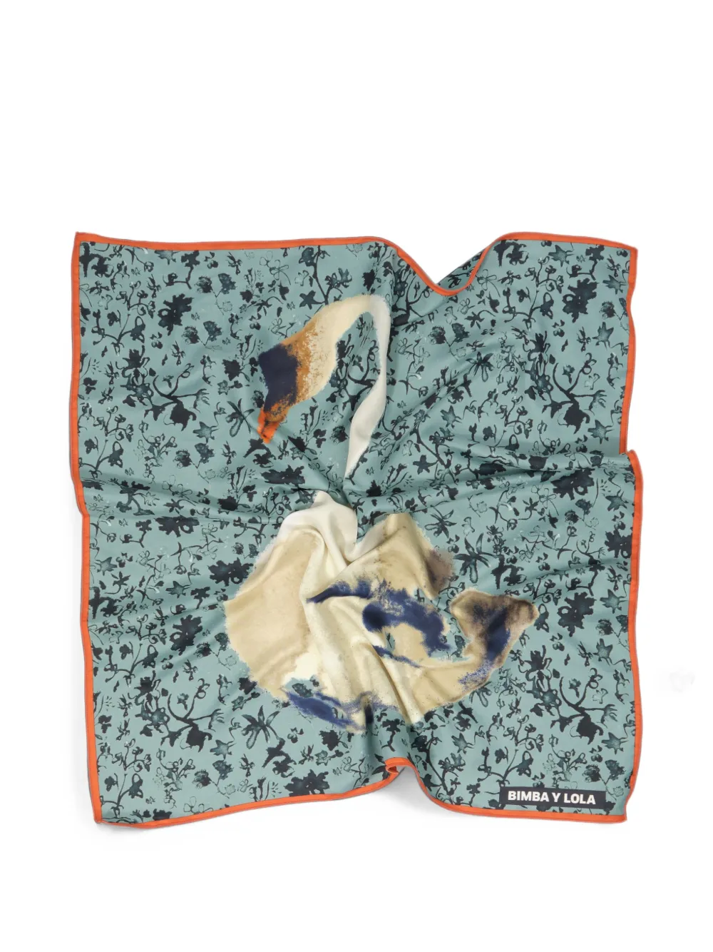 BIMBA Y LOLA Sjaalbedel met aquarelzwaan Blauw