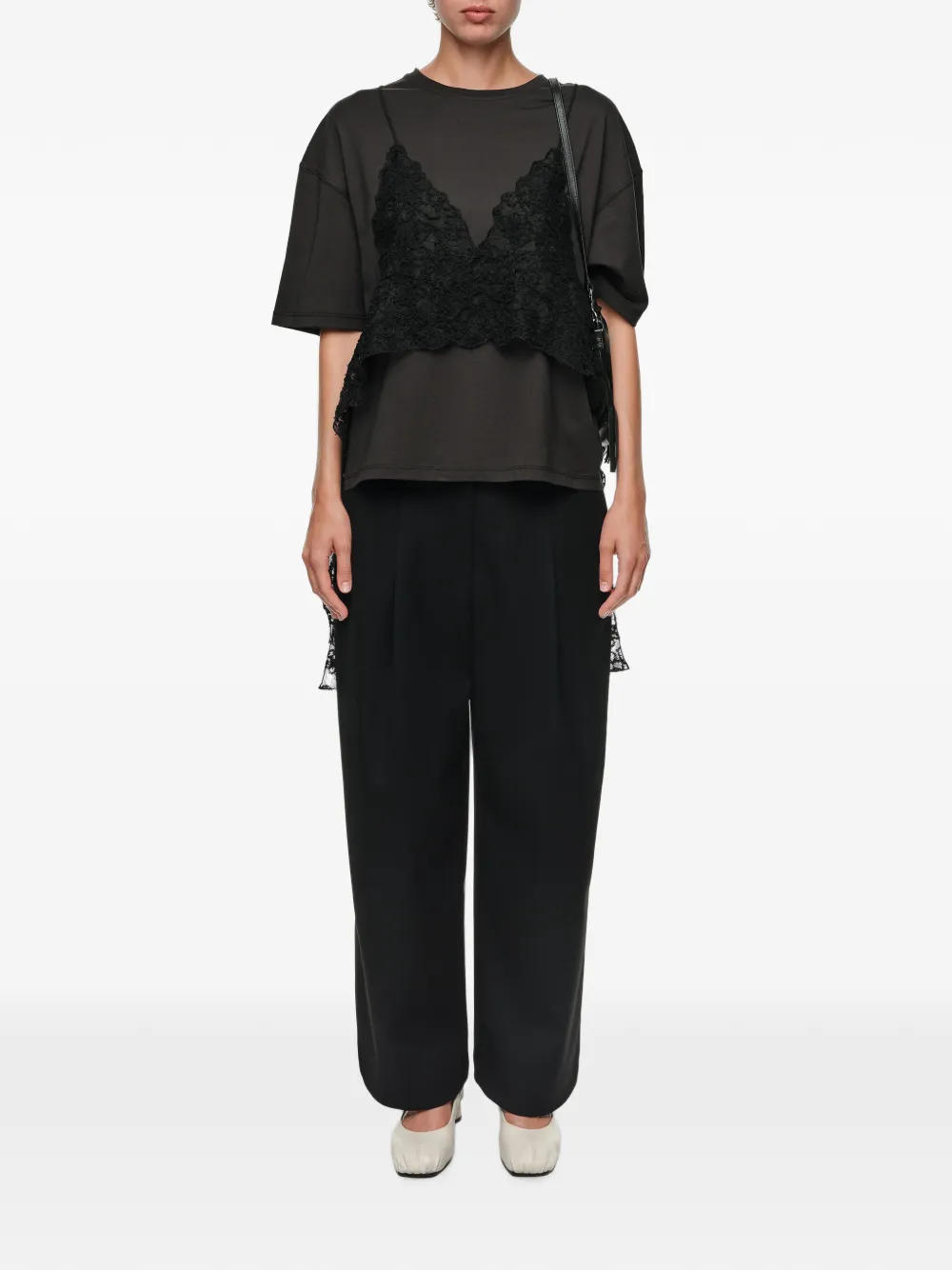 BIMBA Y LOLA T-shirt met kanten overlay Zwart