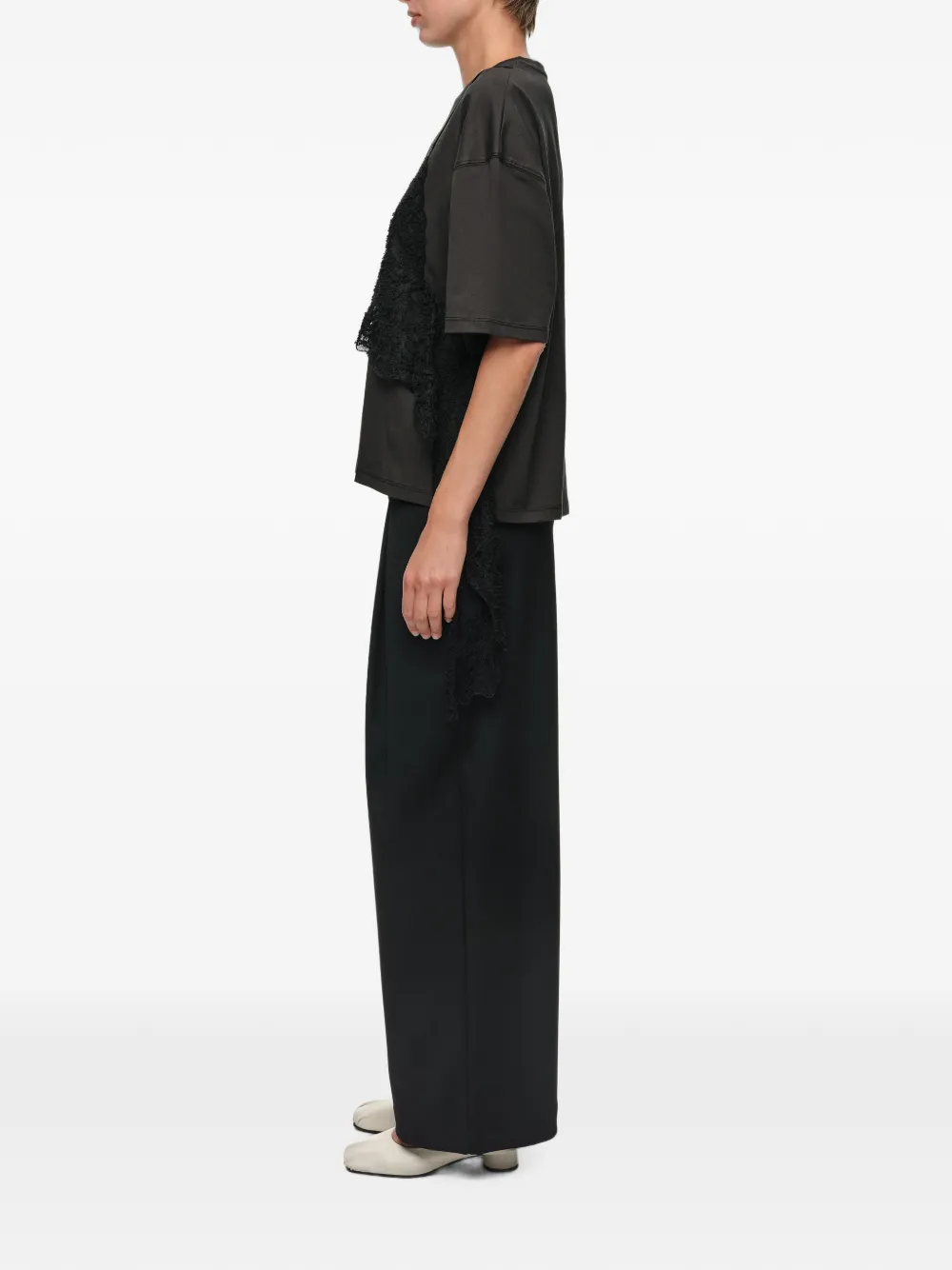 BIMBA Y LOLA T-shirt met kanten overlay Zwart