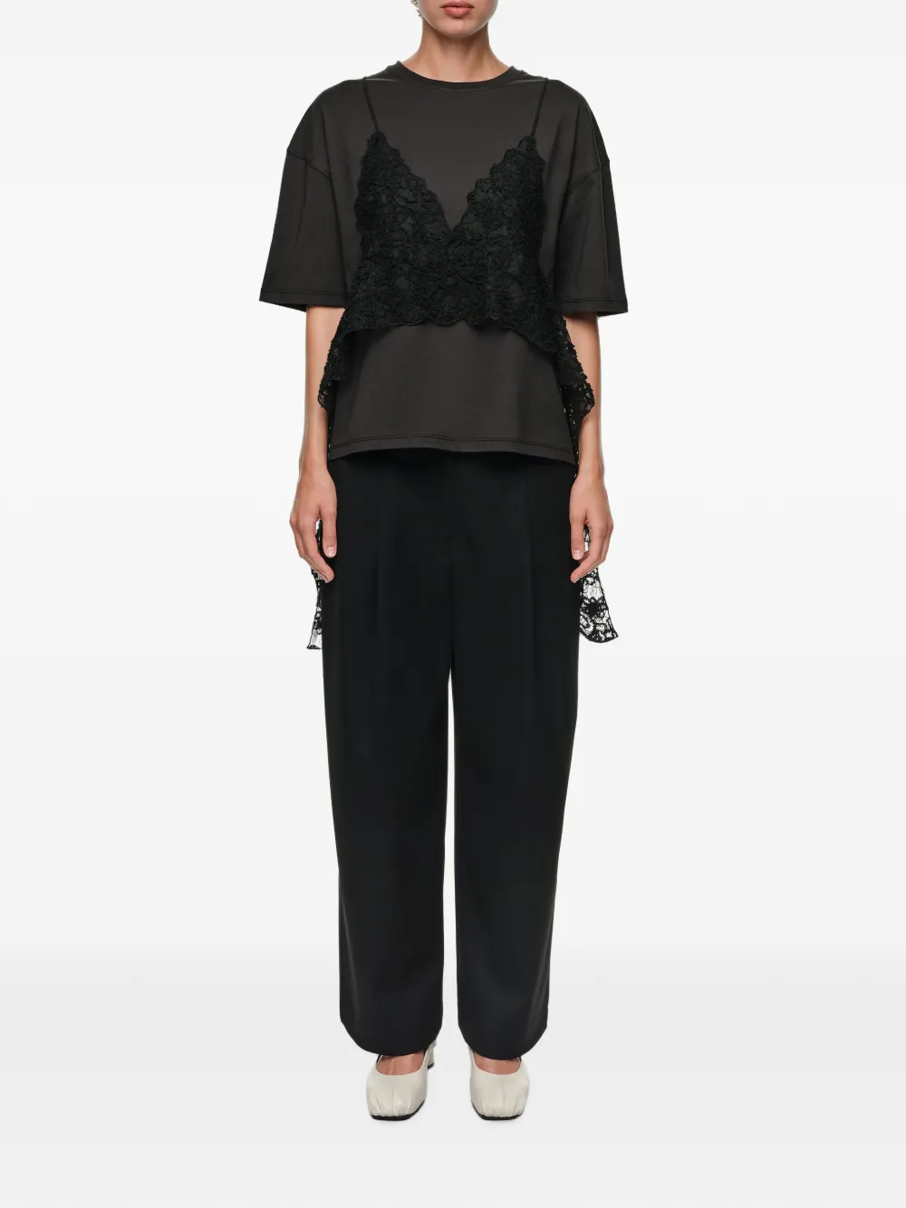 BIMBA Y LOLA T-shirt met kanten overlay Zwart