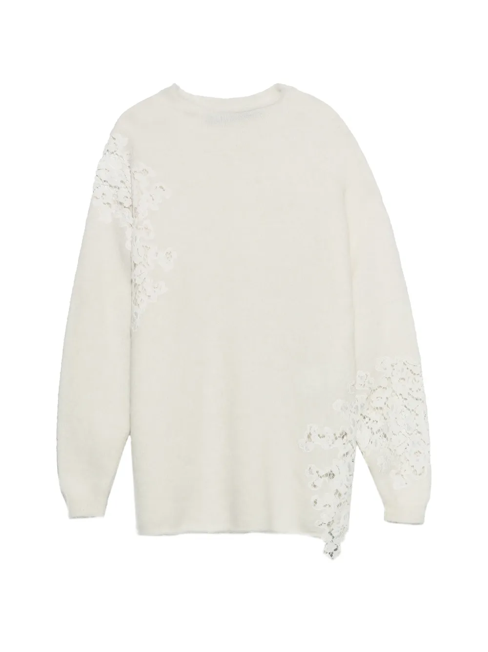 BIMBA Y LOLA ivory alpaca high-neck sweater with lace detailing
