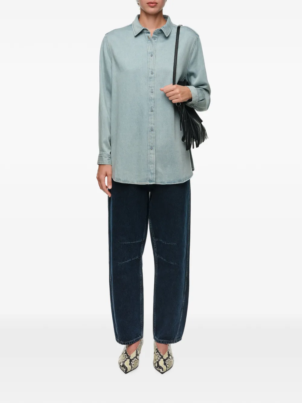 BIMBA Y LOLA Rechte soepelvallende denim blouse Blauw