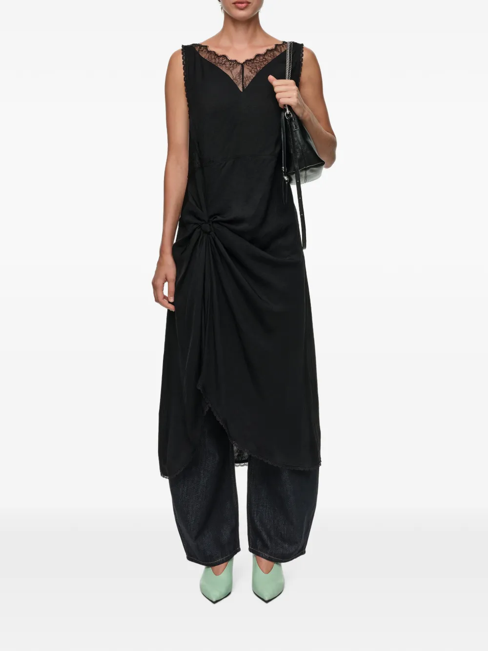 BIMBA Y LOLA Jurk met kanten knoopdetail Zwart
