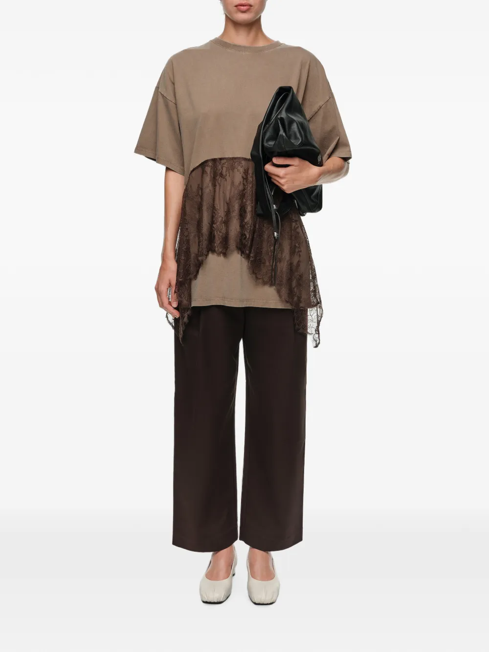 BIMBA Y LOLA T-shirt met kant en ruches Beige