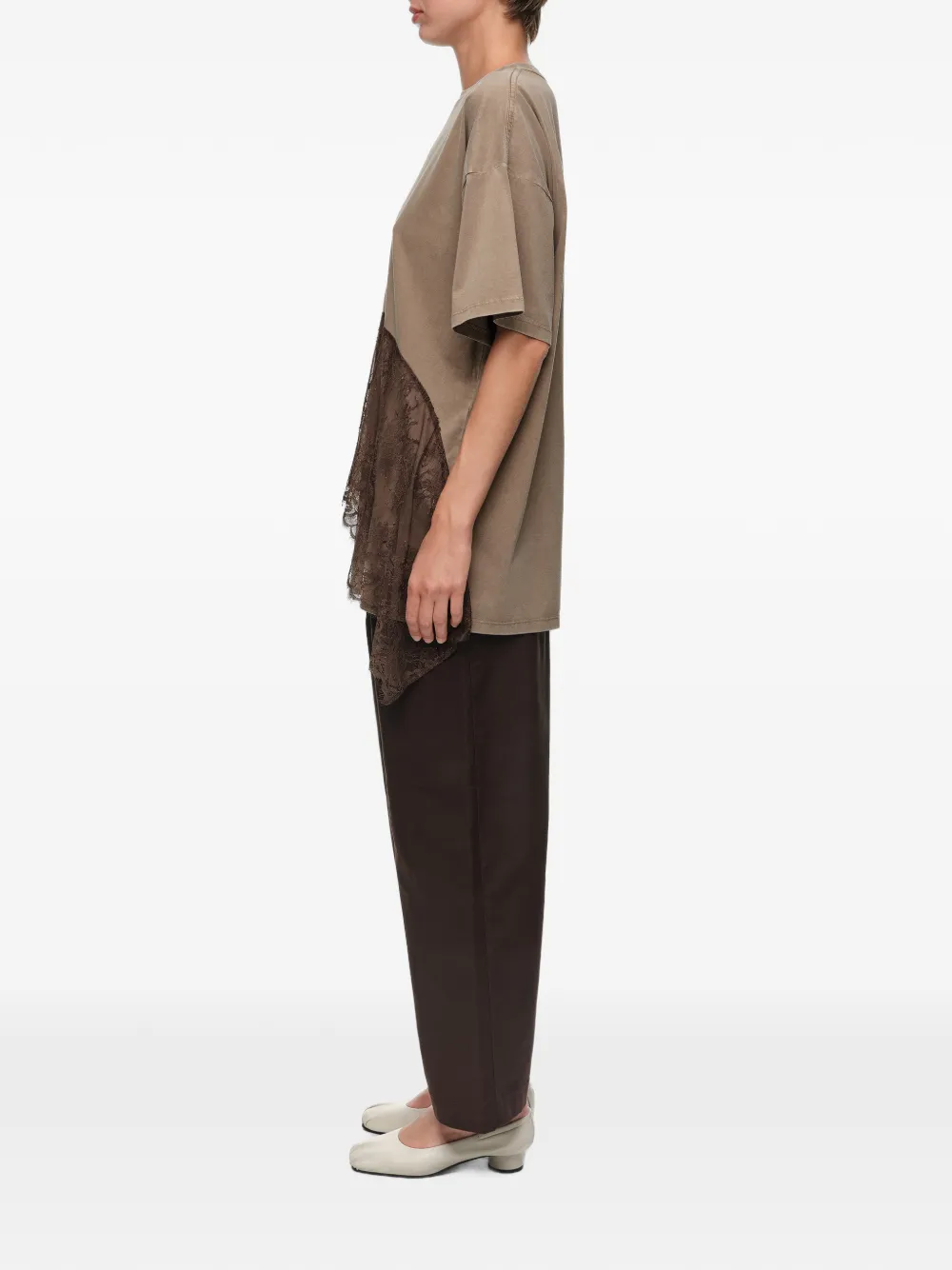 BIMBA Y LOLA T-shirt met kant en ruches Beige