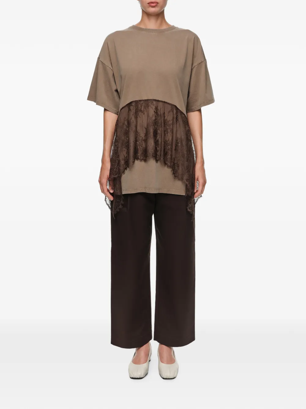 BIMBA Y LOLA T-shirt met kant en ruches Beige