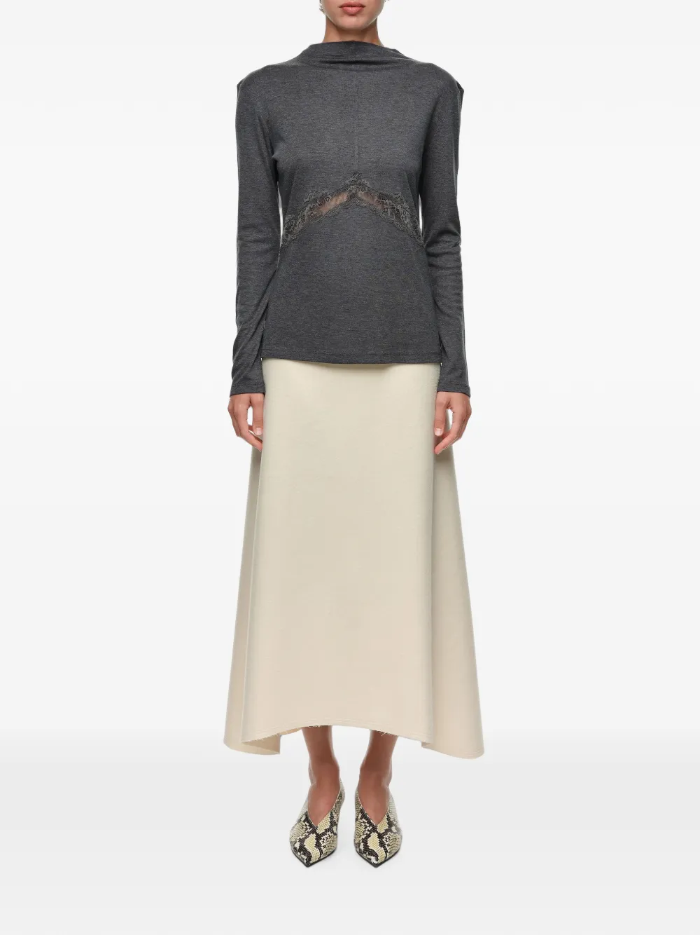 BIMBA Y LOLA T-shirt met kant bij de taille Grijs