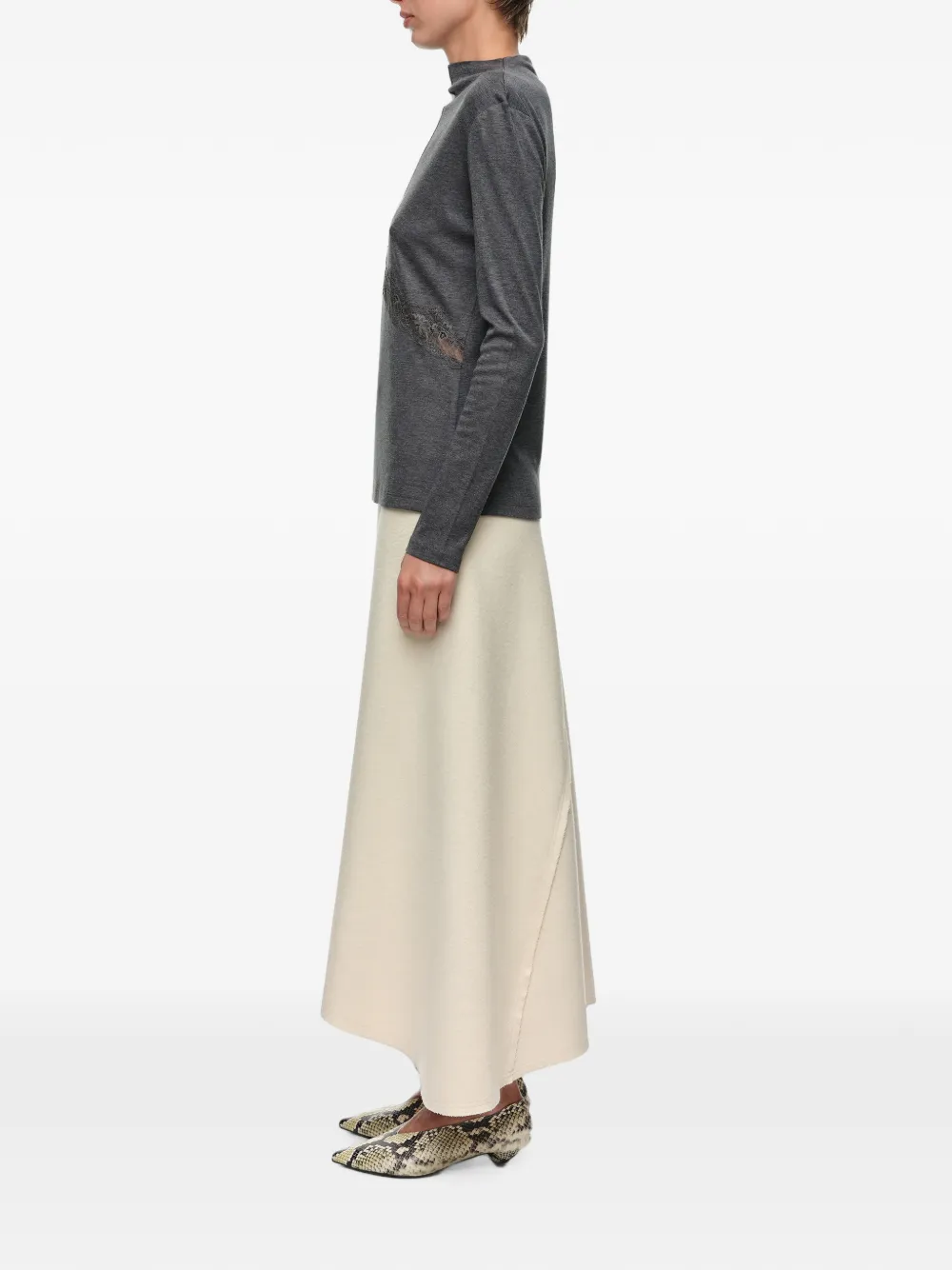 BIMBA Y LOLA T-shirt met kant bij de taille Grijs