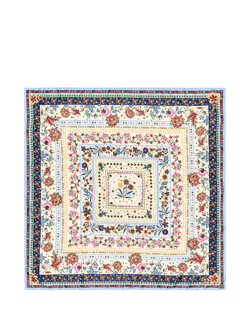 BIMBA Y LOLA ivory concentric frames floral scarf