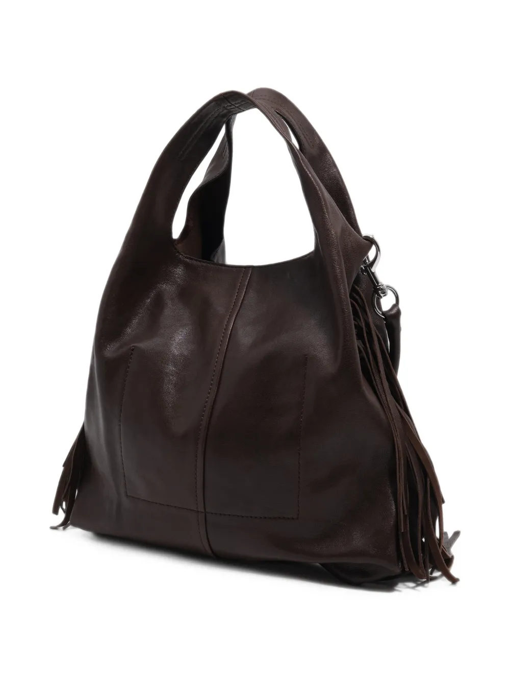BIMBA Y LOLA Medium Paper leren tas met franje Bruin