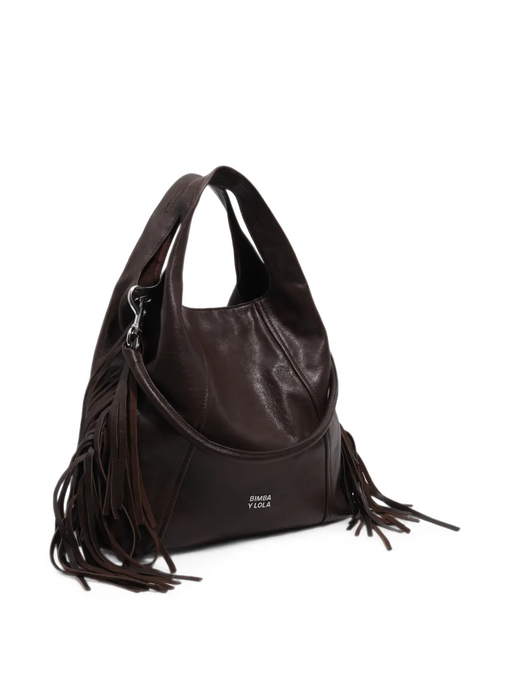 BIMBA Y LOLA Medium Paper leren tas met franje Bruin