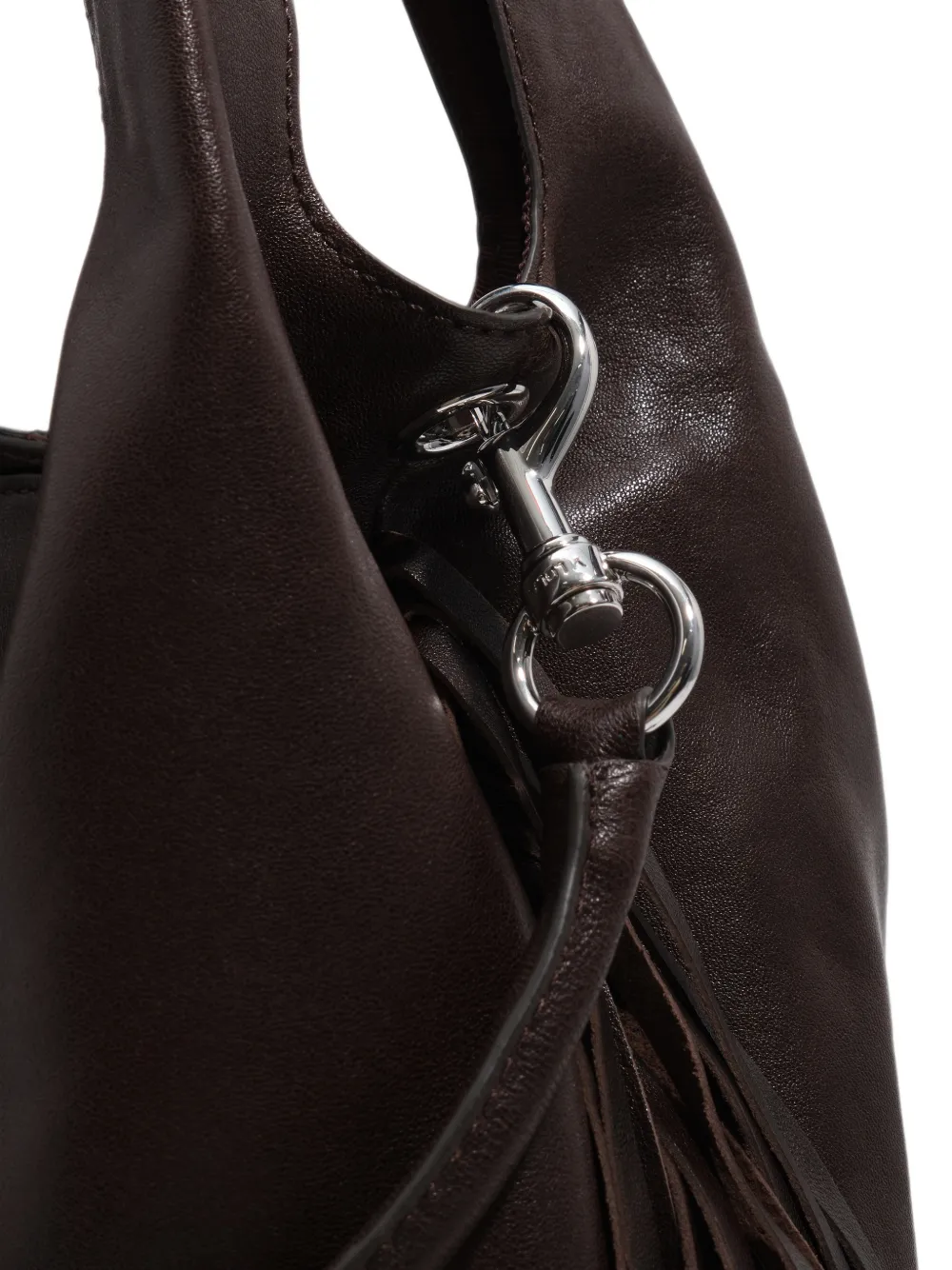 BIMBA Y LOLA Medium Paper leren tas met franje Bruin