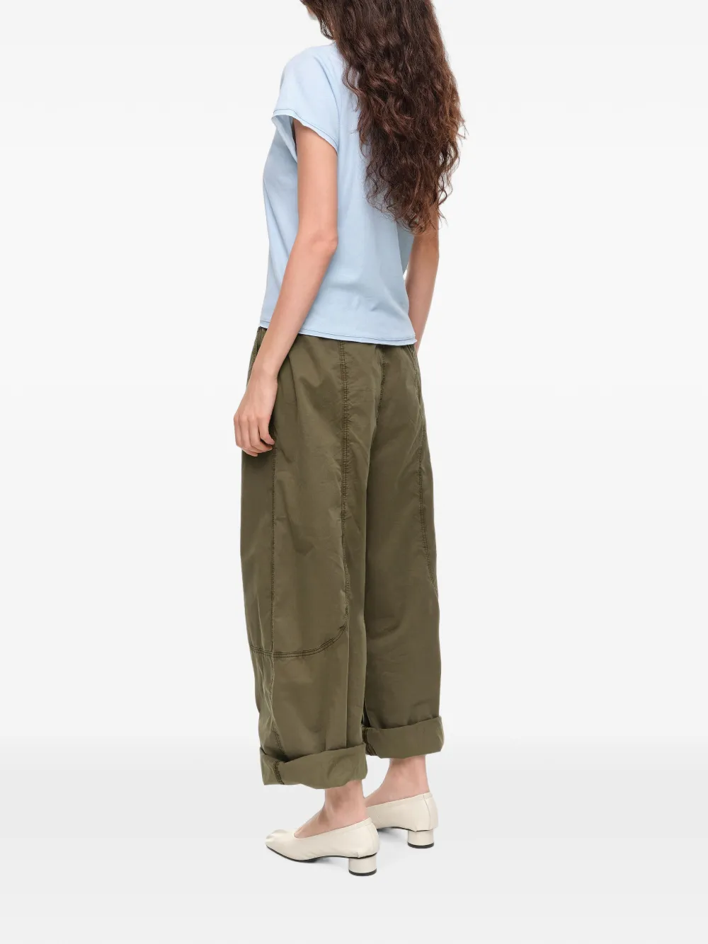 BIMBA Y LOLA Gerafeld T-shirt met ronde hals Blauw