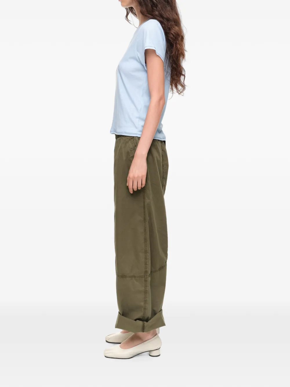 BIMBA Y LOLA Gerafeld T-shirt met ronde hals Blauw