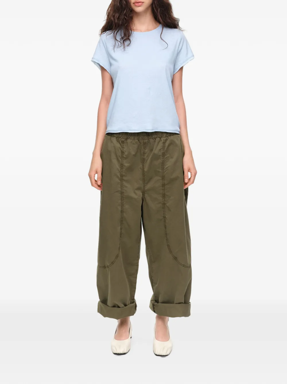 BIMBA Y LOLA Gerafeld T-shirt met ronde hals Blauw