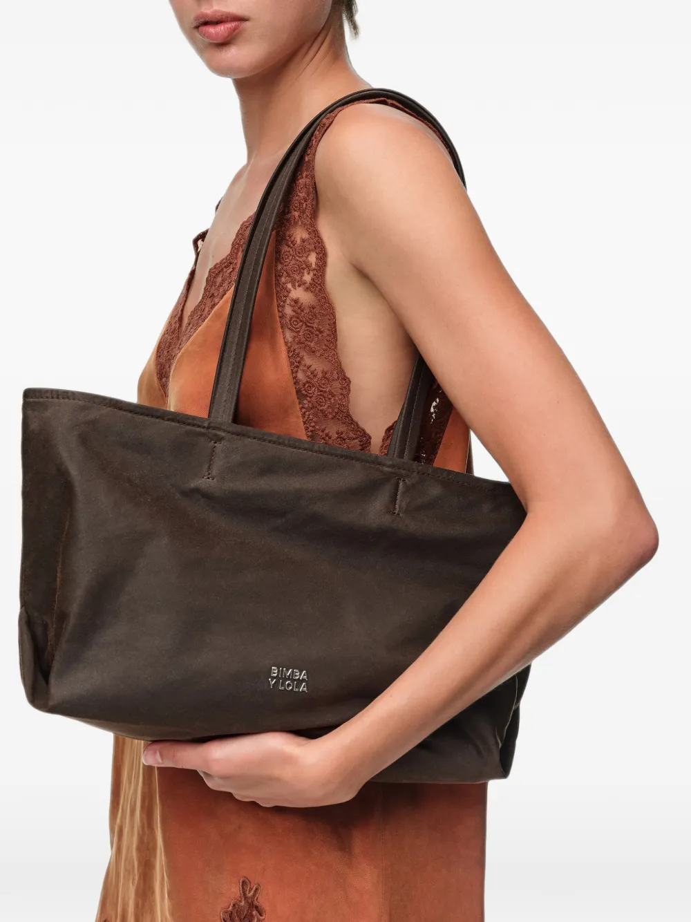 BIMBA Y LOLA Grote gecoate shopper Bruin