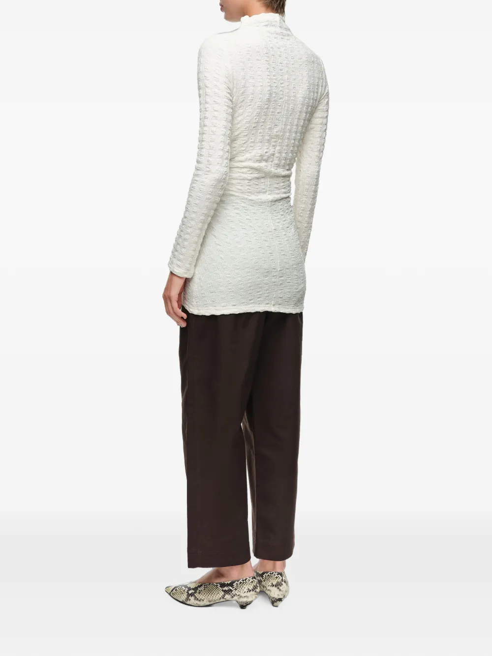 BIMBA Y LOLA T-shirt met ruchestextuur Beige