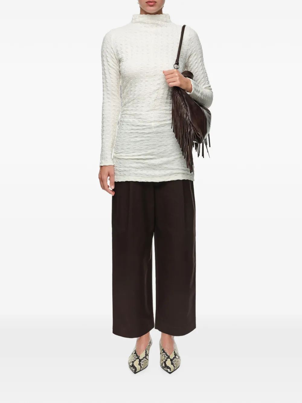 BIMBA Y LOLA T-shirt met ruchestextuur Beige