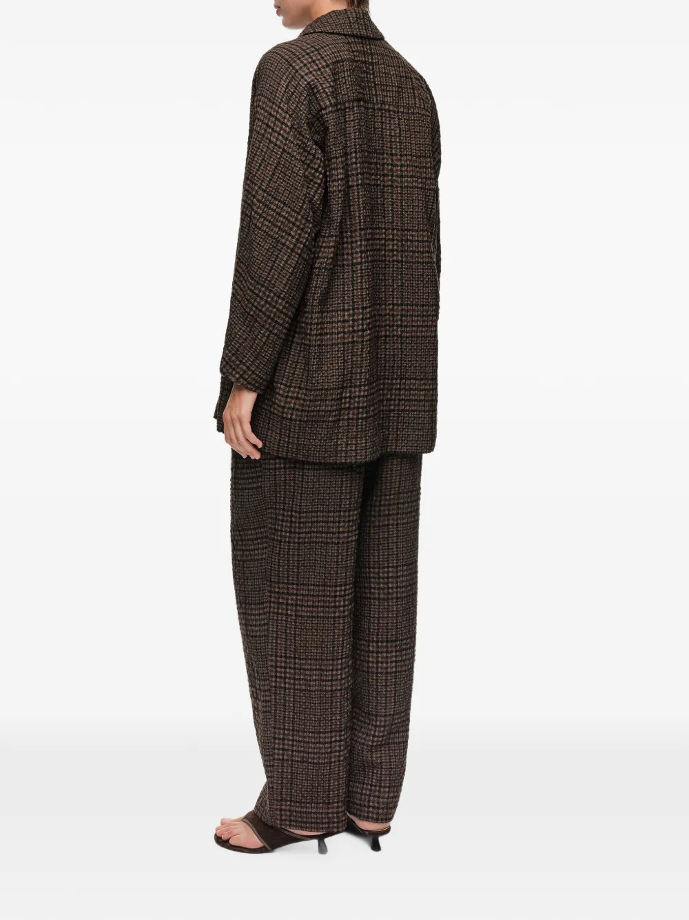 BIMBA Y LOLA Geruite Straight broek met figuurnaden Bruin
